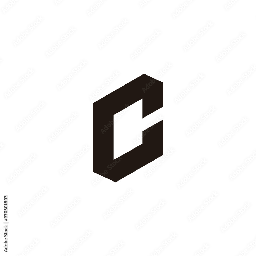 Fototapeta premium letter c 3d squares frame simple logo vector