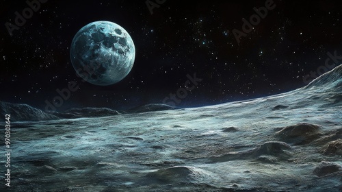 Realistic depiction of the lunar surface showcasing the Moon as Earth s only lasting natural satellite photo