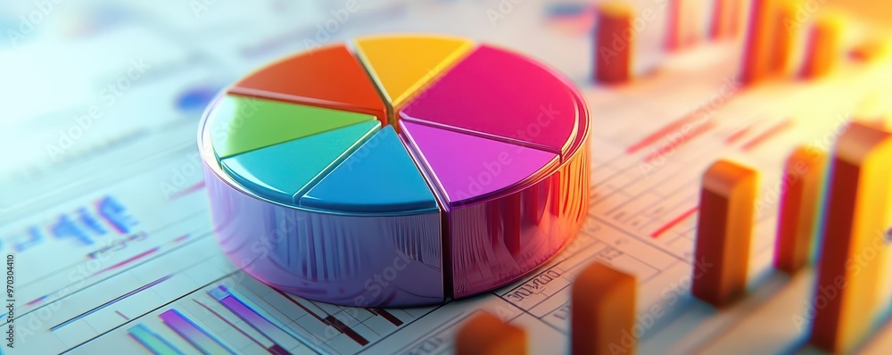 Strategic business plan with a pie chart and bar graphs, concept of company direction and goals Strategic business plan with a pie chart and bar graphs, concept of company direction and goals
