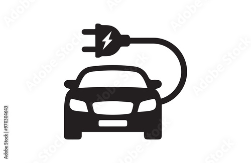 Electric vehicle icon set with plug icon symbol, EV car, Green hybrid vehicles charging point logotype, Eco friendly vehicle concept. Vector illustration, Icons collection
