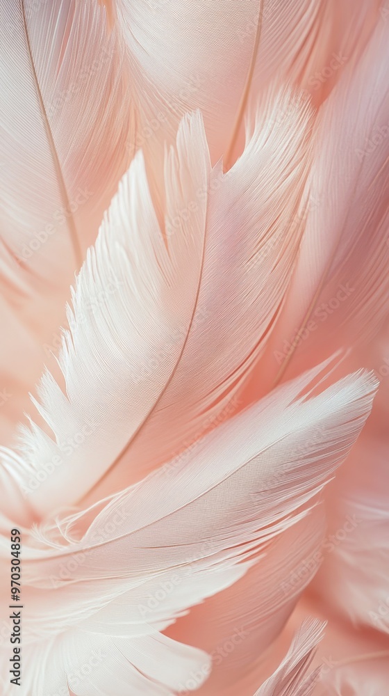 Soft pink feathers in close-up, delicate Soft pink feathers in close-up, delicate