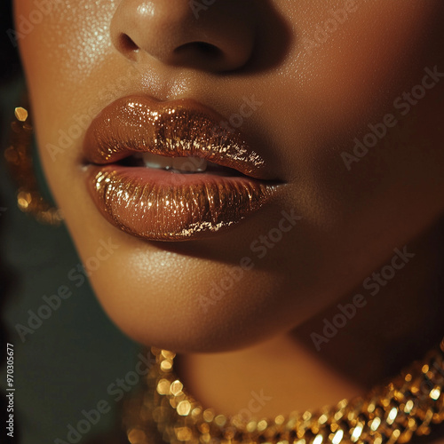 Close up on woman's lips.