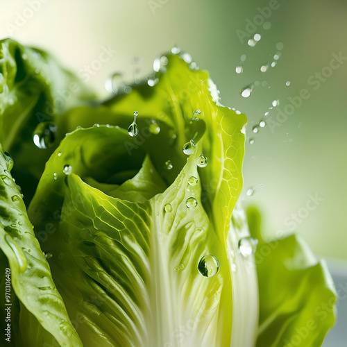Green leafy vegetables being washed clean with water droplets still clinging to the leaves.