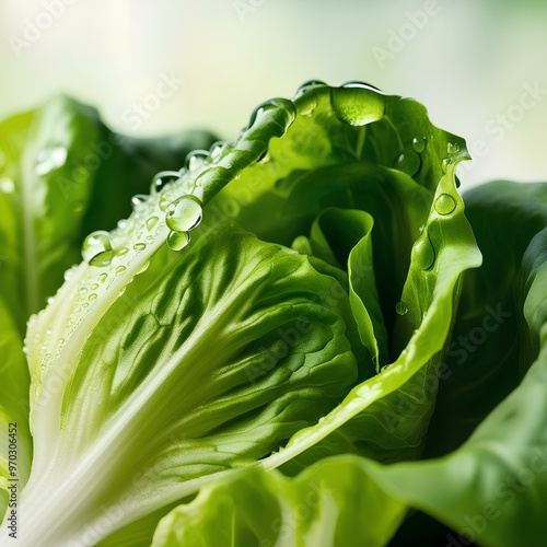 Green leafy vegetables being washed clean with water droplets still clinging to the leaves.