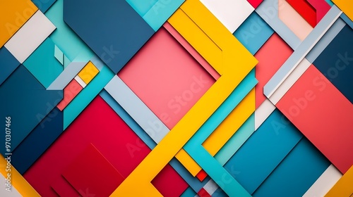 Colorful geometric design with sharp lines and bold hues for creating a lively office environment photo