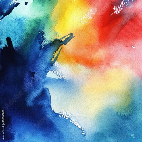 Vibrant watercolor abstract design featuring a blend of bold colors and soft textures, perfect for artistic backgrounds.