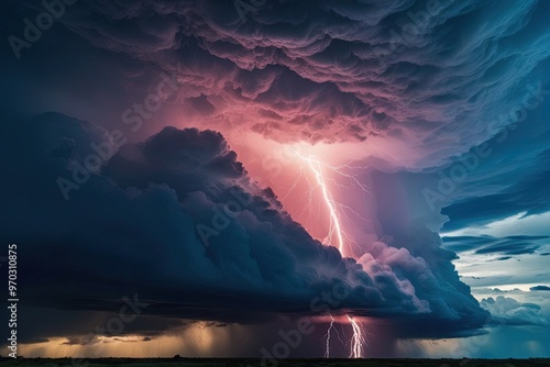 Wallpaper Mural Intense Thunderstorm with Electric Impulse and Vivid Clouds Torontodigital.ca