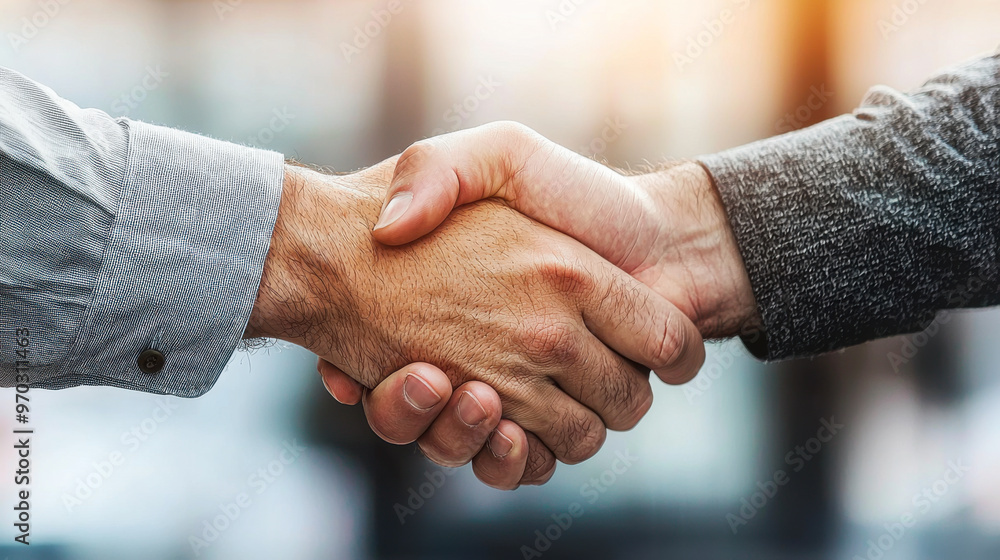 Business concept, Businessman in suits handshake on white background of office space Business concept, Businessman in suits handshake on white background of office space