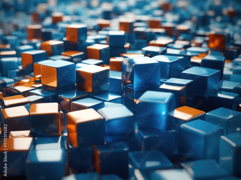 Obraz premium 3d render blue blocks background