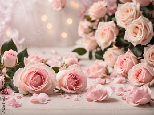 roses in soft pink color wedding design background