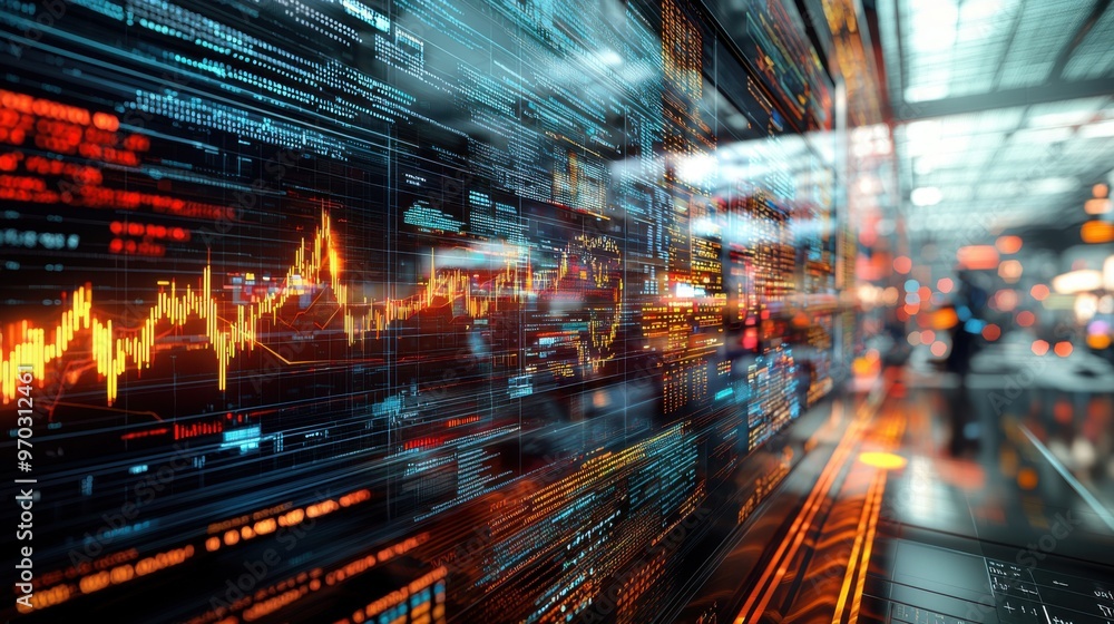 Futuristic Robotic Traders on Automated Trading Floor with Advanced Technology Futuristic Robotic Traders on Automated Trading Floor with Advanced Technology