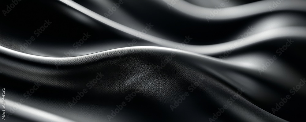Black silk fabric with smooth waves and Black silk fabric with smooth waves and