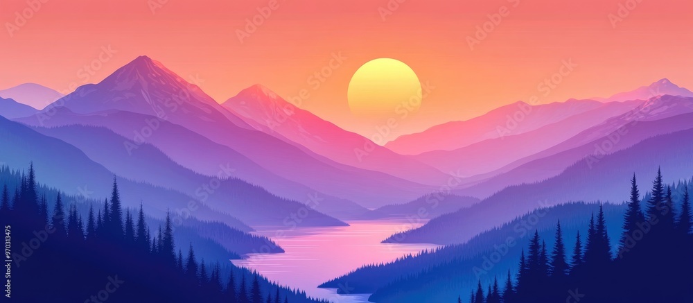 Stunning Landscape Of A Sunny Mountain View In A Serene Environment Stunning Landscape Of A Sunny Mountain View In A Serene Environment