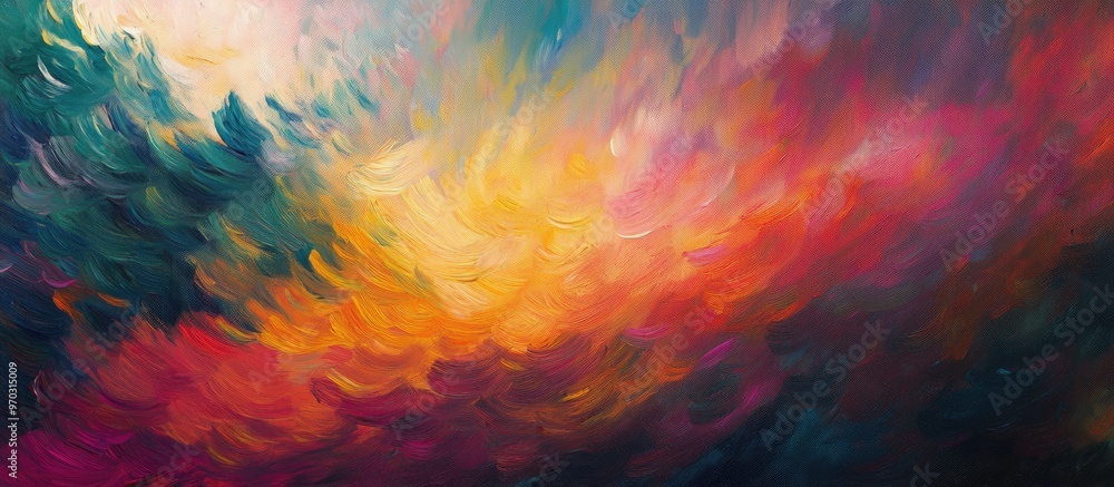 Abstract oil painting featuring a colorful background with impressionist influences Surreal design perfect for wall decor showcasing a unique hand drawn texture Abstract oil painting featuring a colorful background with impressionist influences Surreal design perfect for wall decor showcasing a unique hand drawn texture