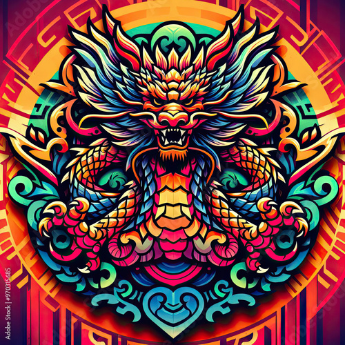 3d style of dragon Logo with vibrant gradient color