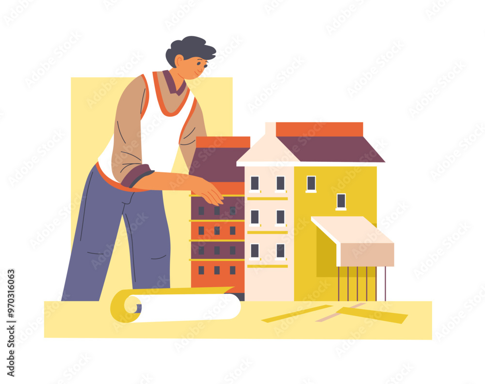 Architect Drawing a Building Design Architect Drawing a Building Design