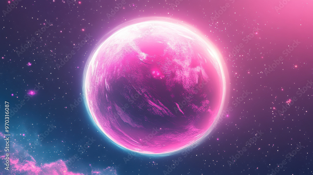 Fototapeta premium Pink Planet in Space.