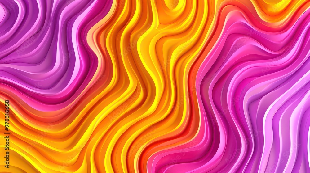 Obraz premium Abstract wavy patterns in vibrant colors create a dynamic visual effect, suitable for backgrounds or digital art.