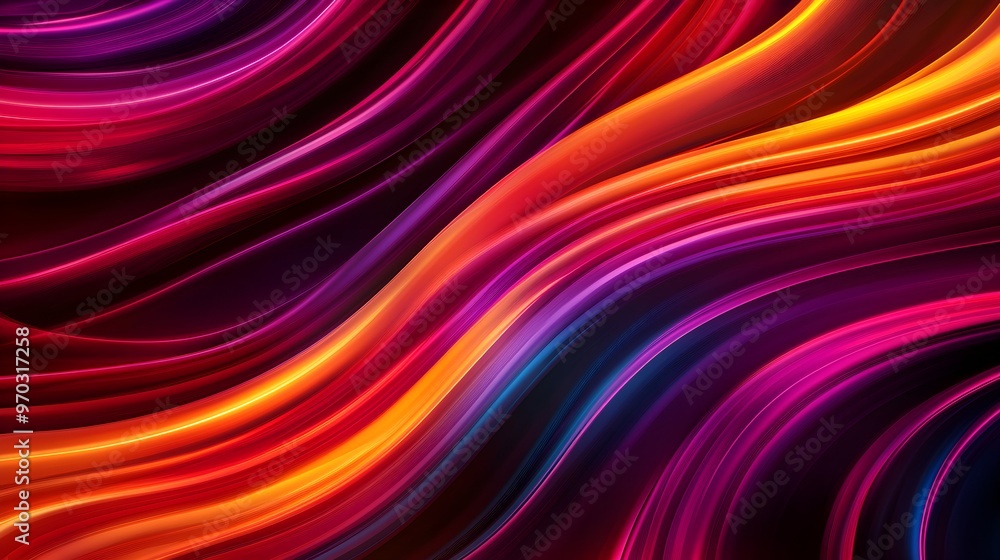 Obraz premium Seamless swirl pattern, bold neon lines, futuristic tech style, vivid colors, abstract 3D design