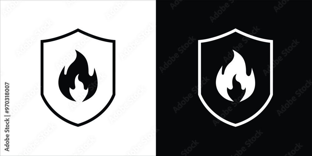 Fototapeta premium fire shield icon. fire defense icon symbol sign. vector illustration