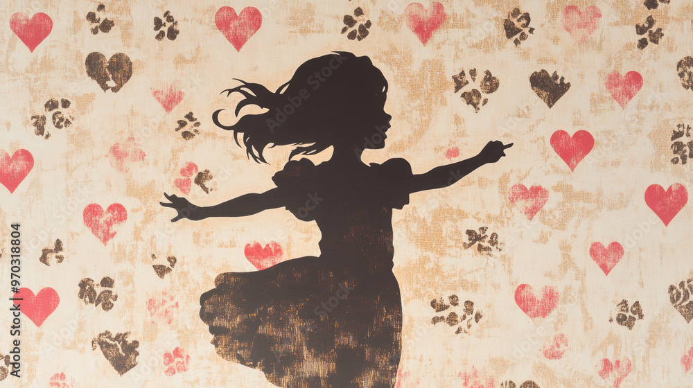 Fototapeta premium Girl in Heart Pattern.