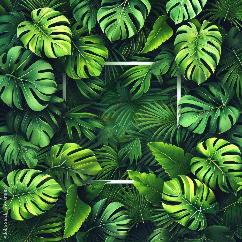 Tropical Green Foliage Background Tropical Green Foliage Background