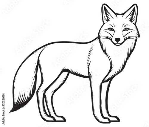 Fox cartoon isolated on white background outline drawing