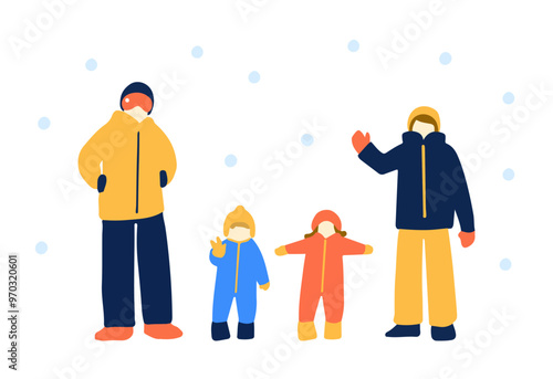 雪遊びを楽しんだ後の家族