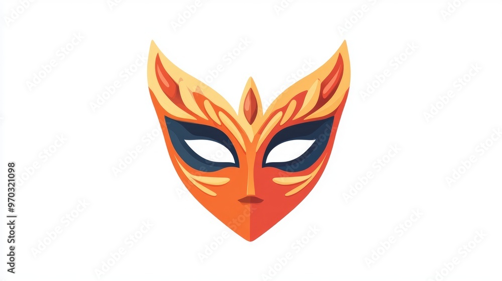 Flat cartoon illustration of a single mask icon on a white background Flat cartoon illustration of a single mask icon on a white background