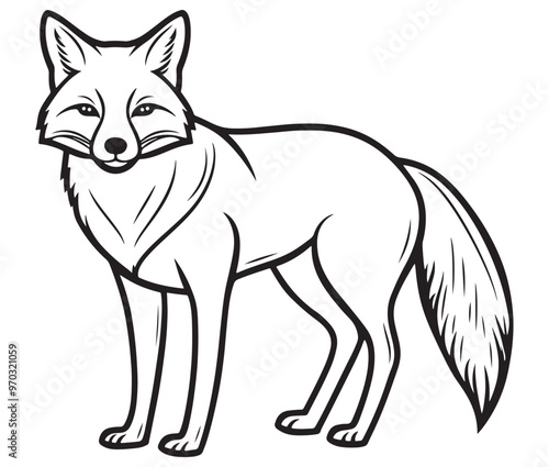 Fox cartoon isolated on white background outline drawing