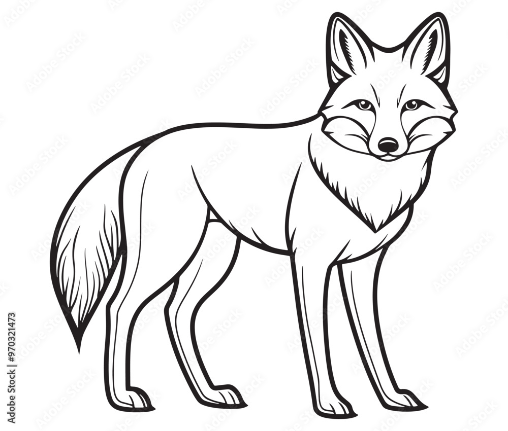 Fox cartoon isolated on white background outline drawing Fox cartoon isolated on white background outline drawing