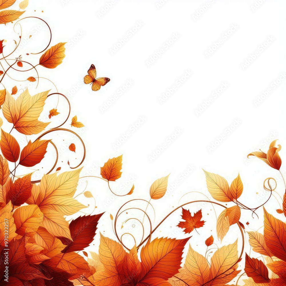 Obraz premium Autumn Background with Leaves. illustration white background