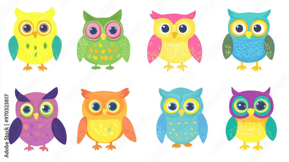 Colorful Owl Set. Colorful Owl Set.