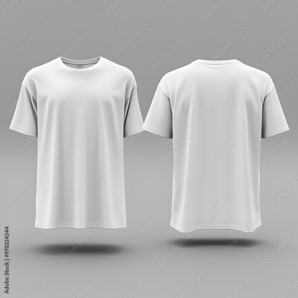 Blank Oversize White T Shirt Mockup with Front and Back Views on Isolated Background Blank Oversize White T Shirt Mockup with Front and Back Views on Isolated Background