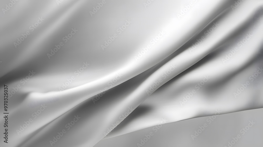 Fototapeta premium Smooth gray gradient background with abstract silk fabric folds and elegant drapery design, perfect for modern backdrop applications, posters, and headers in fashion or minimalist projects