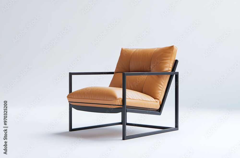 a sleek lounge chair with leather upholstery and metal frame
a sleek lounge chair with leather upholstery and metal frame
