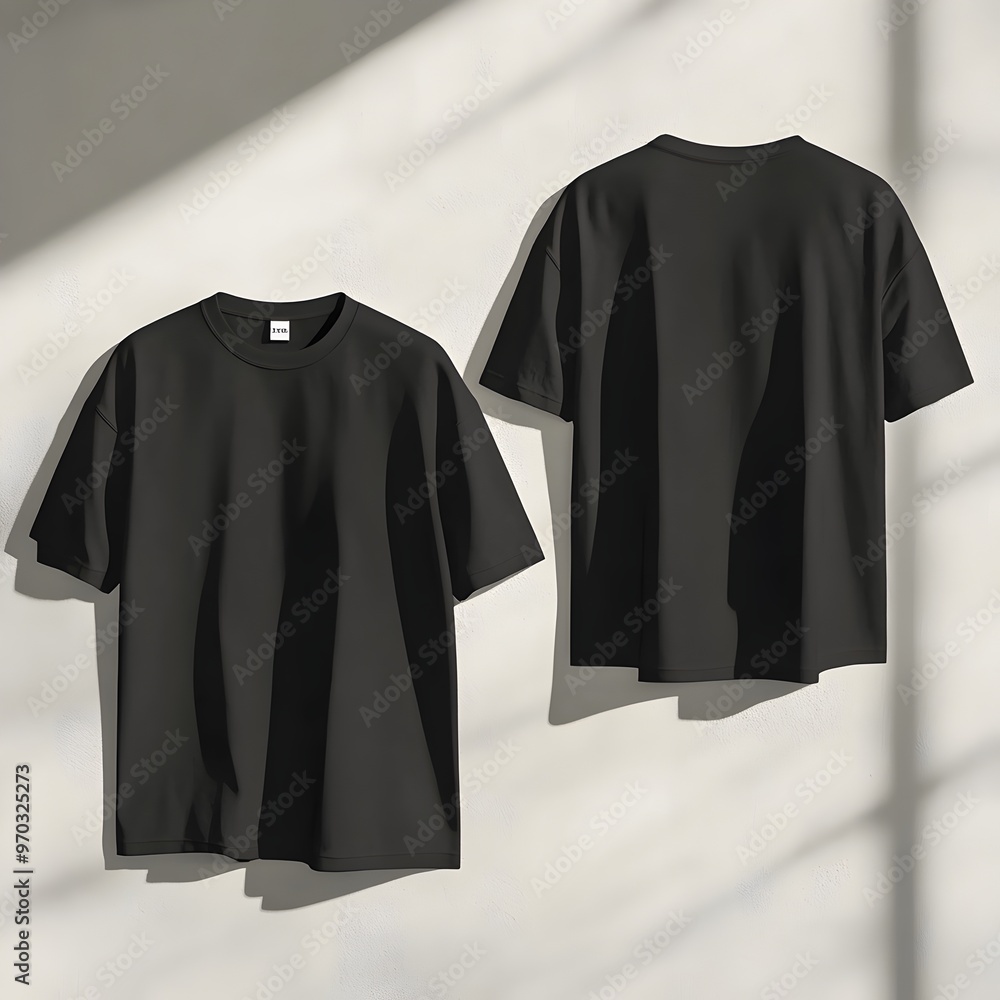Mockup of Oversized Black T Shirt with Front and Back Views on Isolated Background Mockup of Oversized Black T Shirt with Front and Back Views on Isolated Background