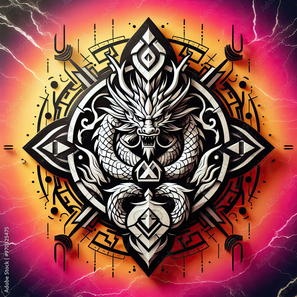 Fototapeta premium 3d style of dragon Logo with vibrant gradient color