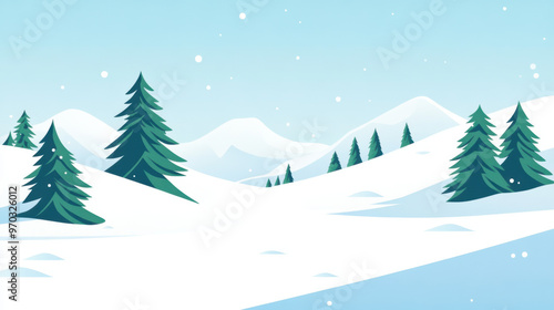 Snowy Mountain Landscape.