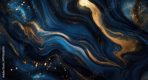 Wallpaper Mural Abstract blue and gold marble background with a glittering effect. Torontodigital.ca