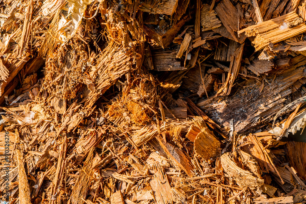 Close-up view of sawdust waste Close-up view of sawdust waste