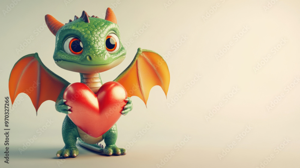 Fototapeta premium Cute Dragon with Heart.