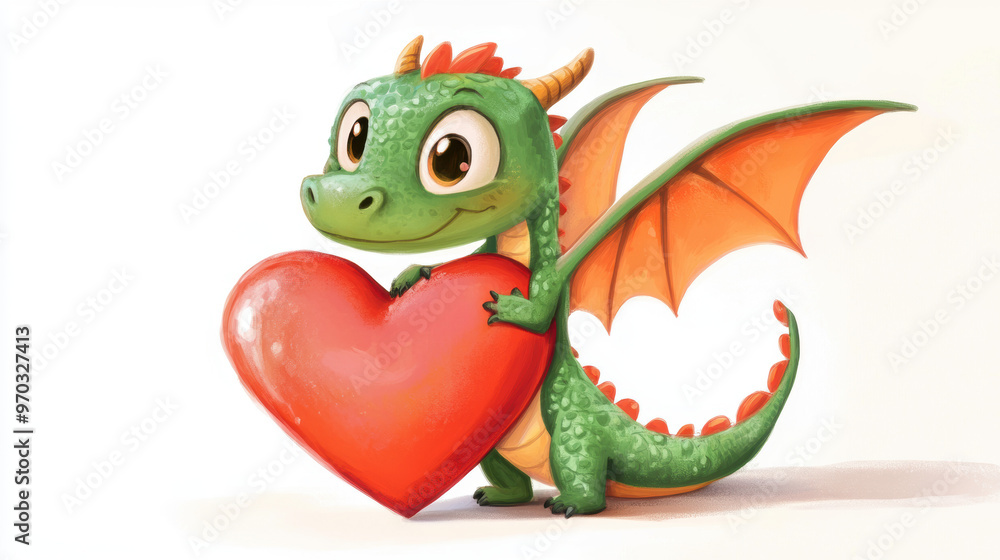Fototapeta premium Cute Dragon with Heart.