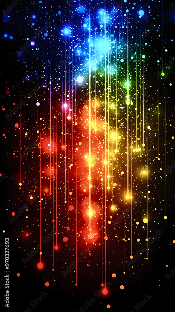 Fototapeta premium Blue red yellow pink Vibrant abstract background with colorful light patterns and streaks on a dark canvas during night black background 