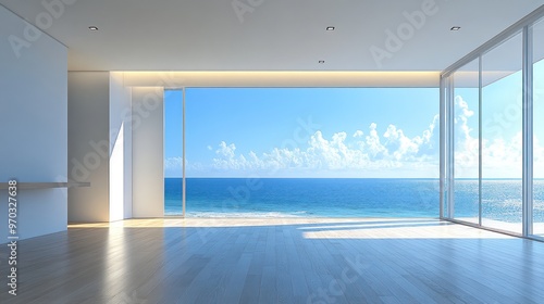 Empty Modern Room With Stunning Ocean View photo