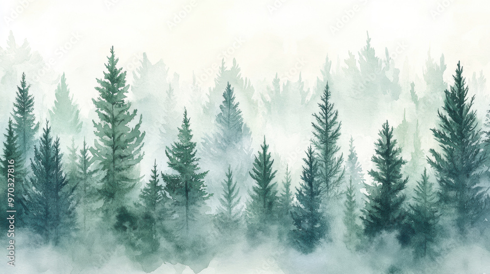 Misty Evergreen Forest. Misty Evergreen Forest.