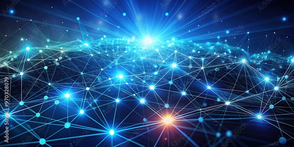 Fototapeta premium Global Digital Network with Glowing Data Connections and Nodes 