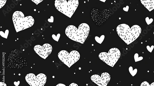 Wallpaper Mural Monochrome heart seamless pattern Torontodigital.ca