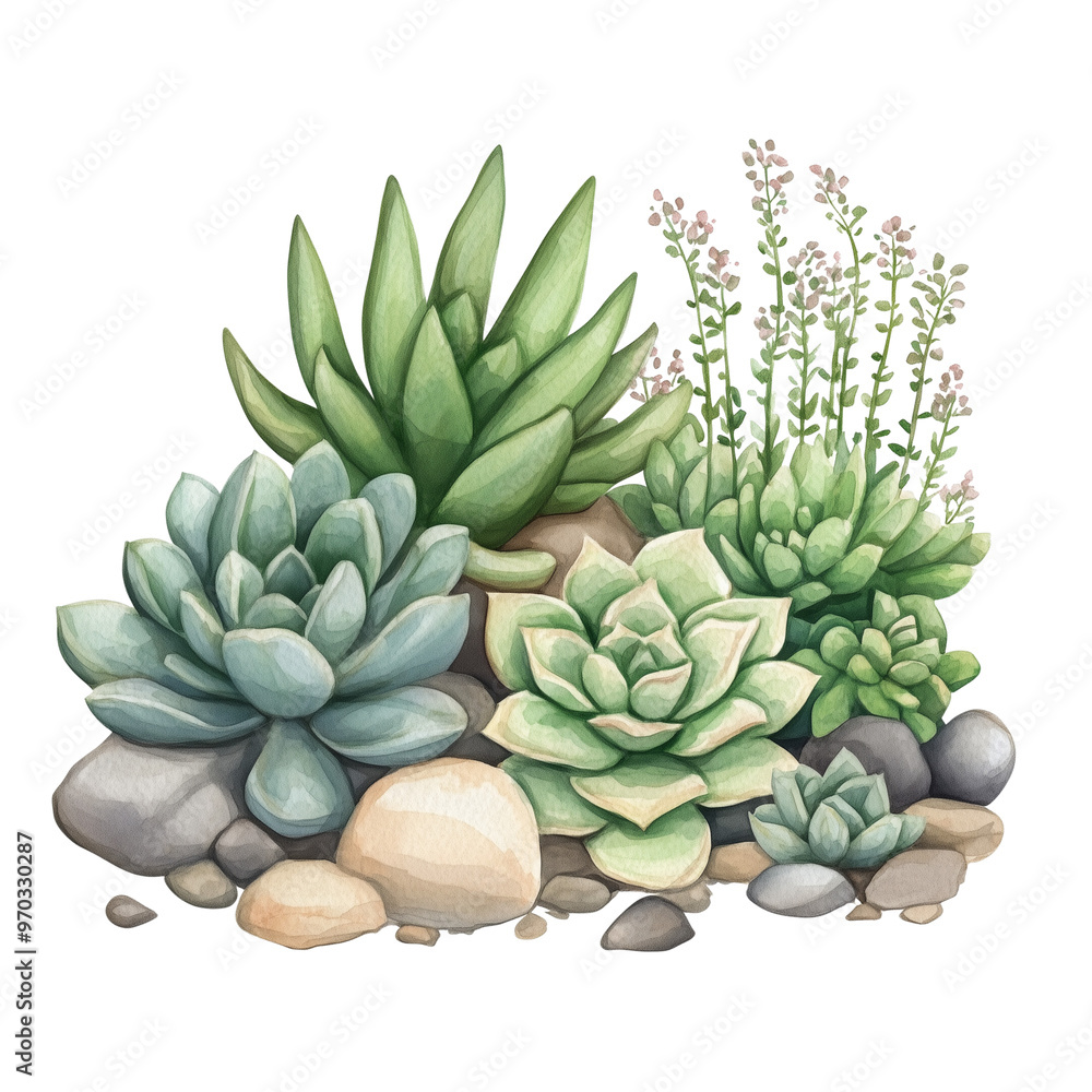 colorful succulent plants garden hand drawing painting colorful succulent plants garden hand drawing painting