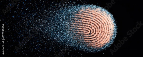 Wallpaper Mural Digital rain fading into a digital fingerprint, symbolizing identity, access, and data security in a hightech world Torontodigital.ca